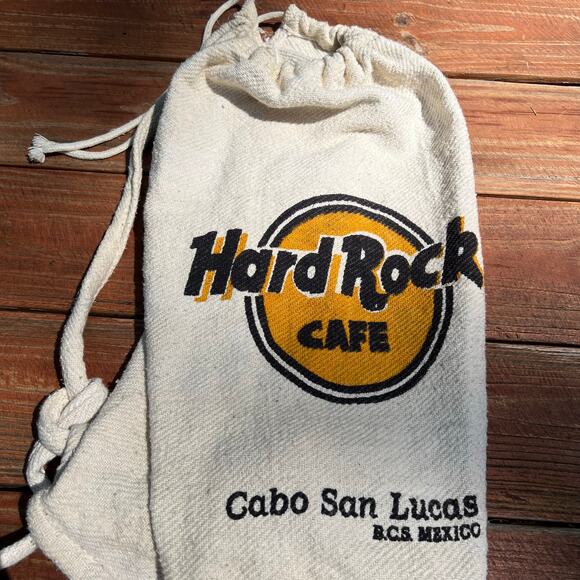 Vintage Hard Rock Cafe Cabo Mexico | Cloth Burlap Beach Bag Drawstring Backpack - Picture 13 of 14